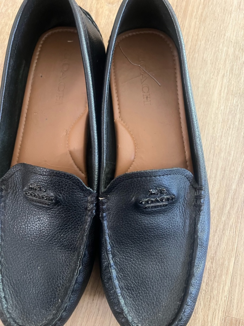 Coach Black Leather Slip-On Moccasin Loafers - Picture 2 of 5